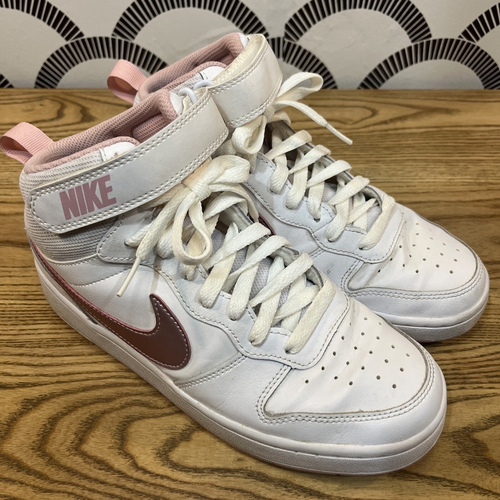Nike Court Borough Mid 2‎ (GS) White Pink Glaze CD7782-105 Size 6 Youth